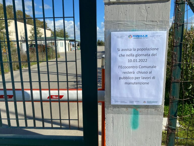 Oristano: Ecocentro comunale rimarrà chiuso il 10 gennaio