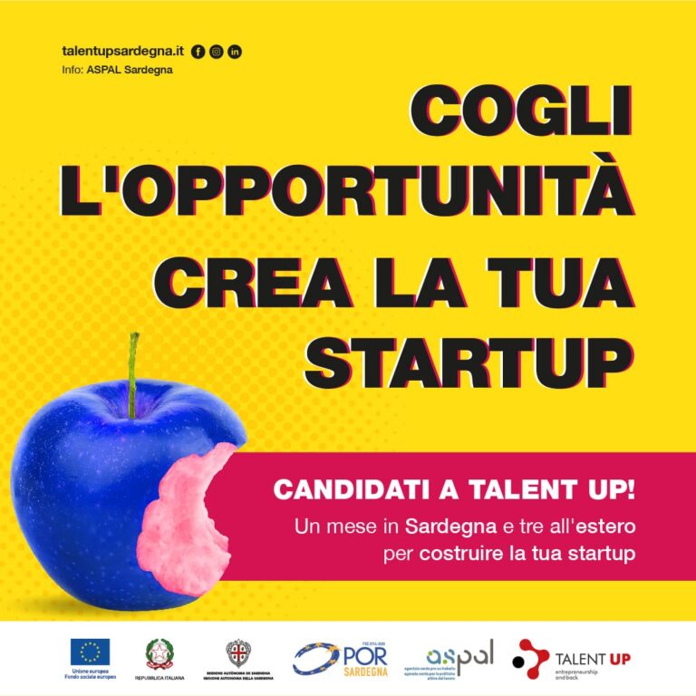 Talent Up: un mese di formazione in Sardegna e tre all’estero per costruire una startup innovativa e vincente