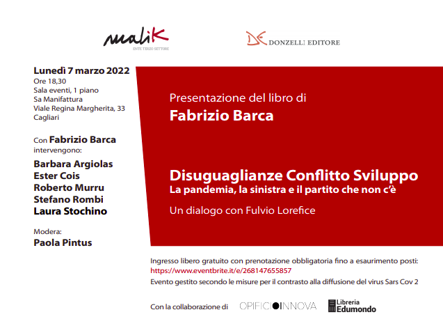 Fabrizio  Barca, presenta il suo nuovo libro: “Disuguaglianze conflitto sviluppo, la pandemia, la sinistra e il partito che non c’è un dialogo con Fulvio Lorefice”