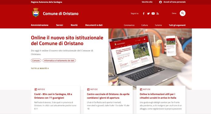 Online nuovo sito istituzionale Comune di Oristano