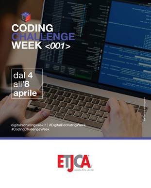ETJCA partecipa alla prima edizione 2022 della Coding Challenge Week:  la fiera del lavoro online dedicata agli IT Junior, universitari esperti di dati e programmazione