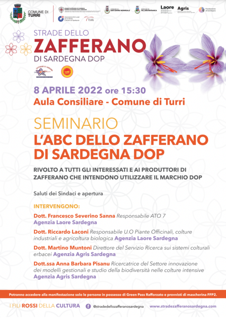 L’ABC dello Zafferano di Sardegna DOP – il convegno l’8 Aprile a Turri
