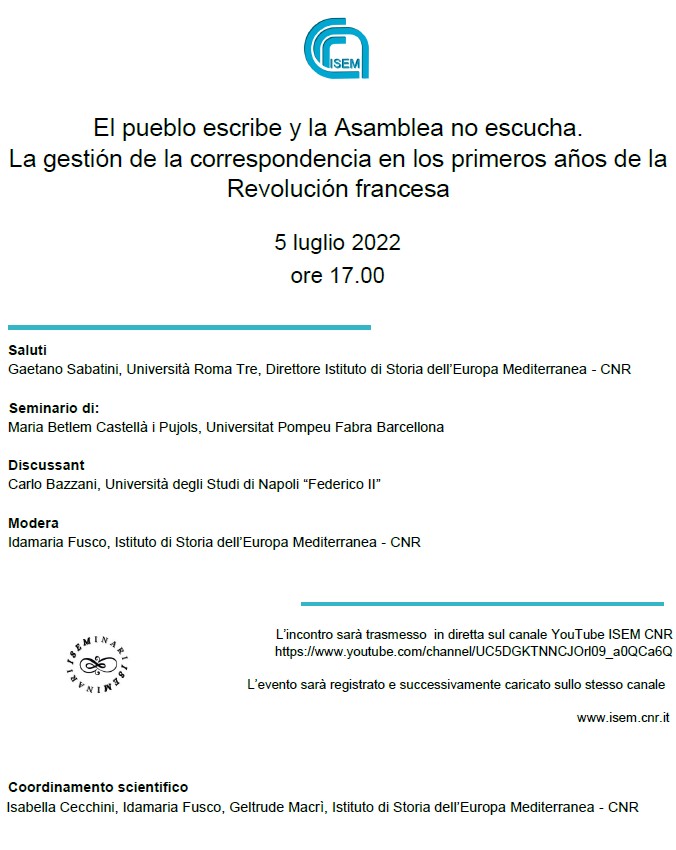 Ciclo “ISEMinari”: martedì 5 luglio in programma “El pueblo escribe y la Asamblea no escucha”