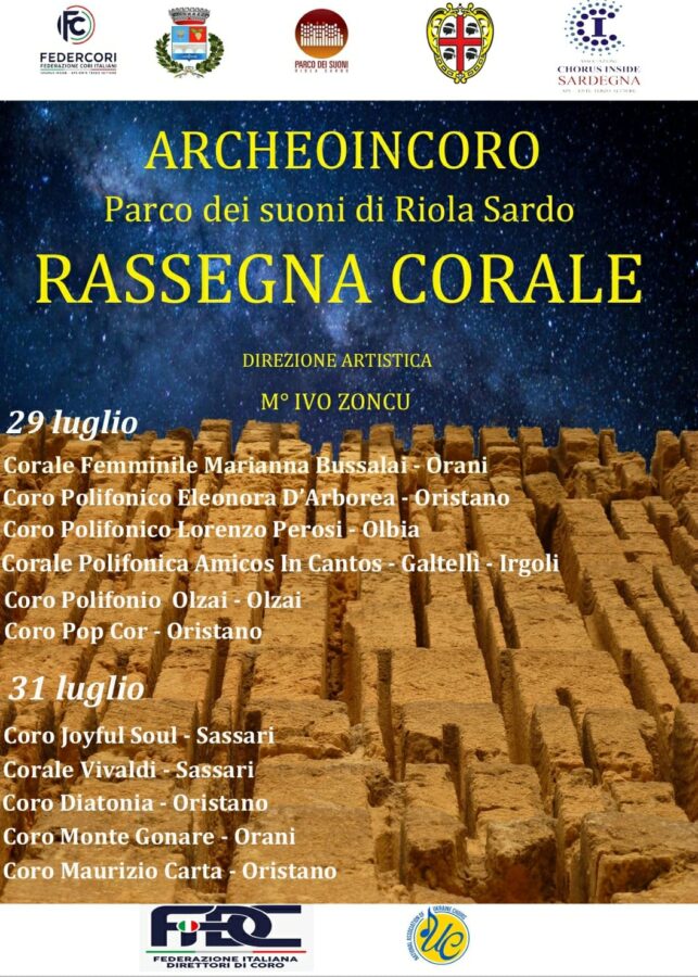 Due giorni della rassegna corale “ARCHEOINCORO” al Parco dei Suoni e della Musica di Riola Sardo