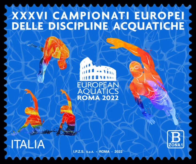 Un francobollo celebra European Aquatics Championships