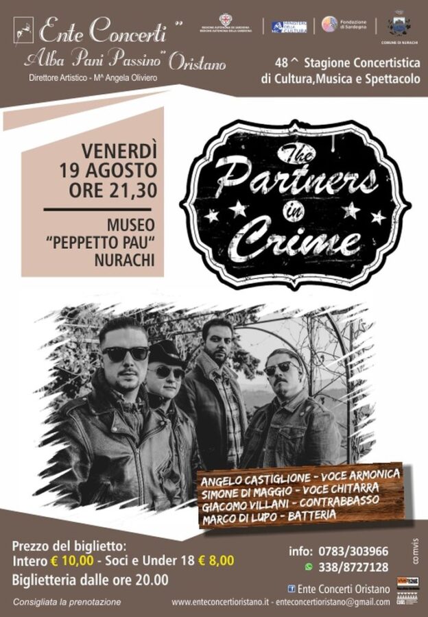 The Partners in Crime a Nurachi per la rassegna “Musica nelle sere d’estate”