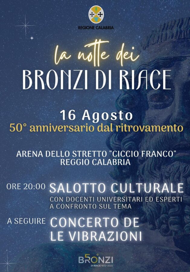 “La Notte dei Bronzi di Riace”, promossa dal Consiglio della  Regione Calabria