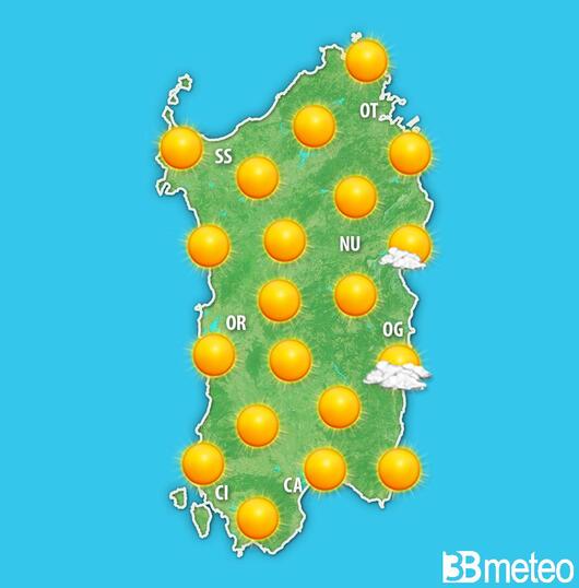 Previsione meteo Sardegna lunedì, 26 dicembre
