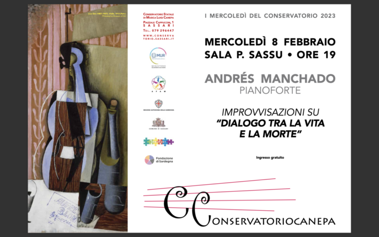 L’8 febbraio anteprima dei “Mercoledì del Conservatorio” con Andrés Manchado in sala Sassu