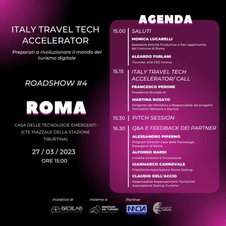 “Italy Travel Tech Accelerator” a Roma il 27 marzo