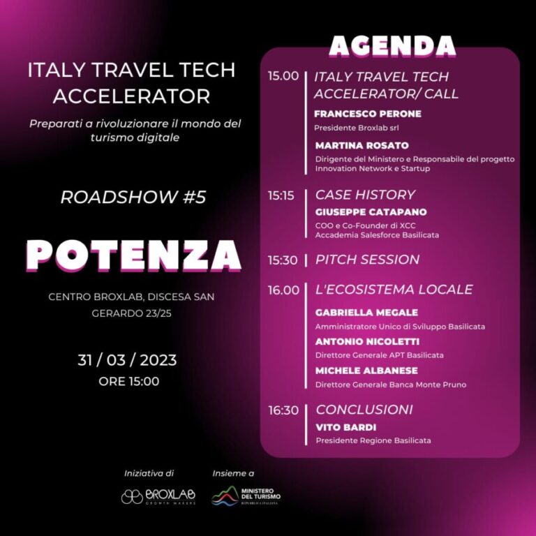 “Italy Travel Tech Accelerator” a Potenza il 31 marzo