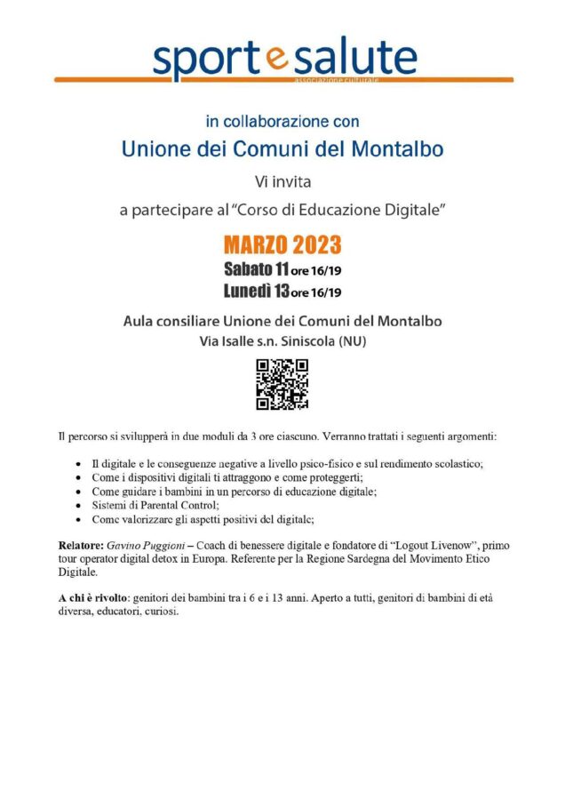 Unione dei Comuni del Montalbo: corso benessere digitale