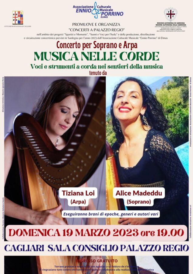 Cagliari: a palazzo Regio il concerto per soprano e arpa 