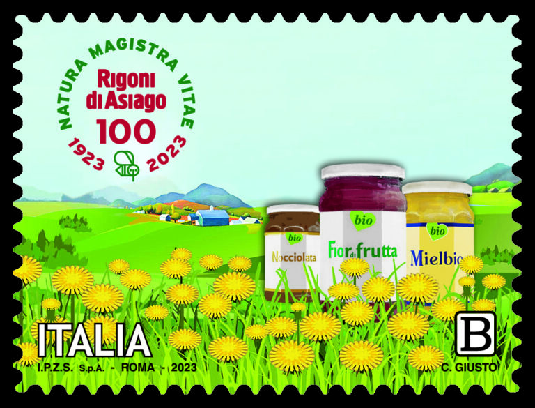 Poste Italiane: Emesso dal Ministero delle Imprese e del Made in Italy un francobollo dedicato a Rigoni di Asiago S.r.l., nel 100° anniversario della fondazione 