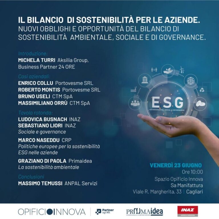 Il bilancio di sostenibilità per le aziende, indetto un talk a Cagliari