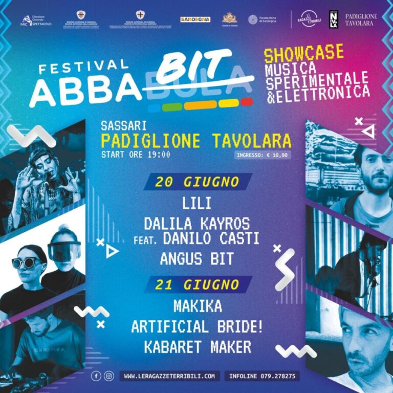 Abbabula – Il 20 e 21 giugno al Padiglione Tavolara la rassegna di musica elettronica e sperimentale “AbbaBit”