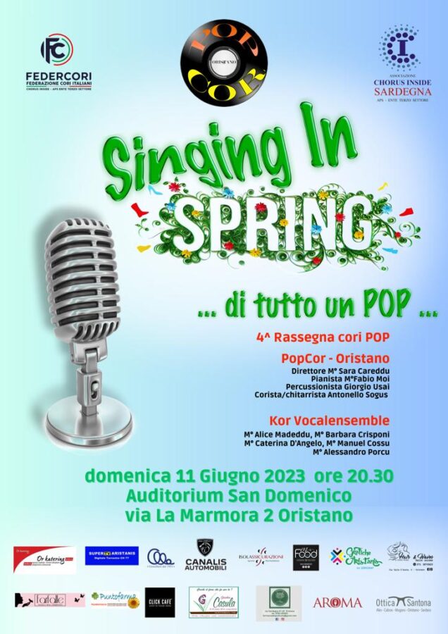 “DI TUTTOUN POP” –  4^ Rassegna dei cori Pop, “Singing in Spring” – si terrà domenica prossima, presso L’Auditorium San Domenico di Oristano